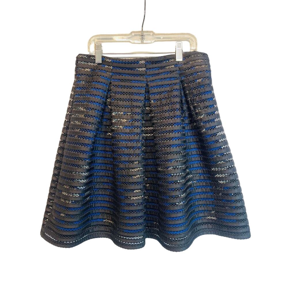 Xhilaration Women's Flare Black Skirt Blue Floral Lining Size Small